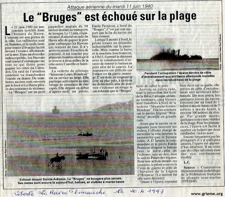 Histoire du Bruges publiée dans Liberté-Dimanche