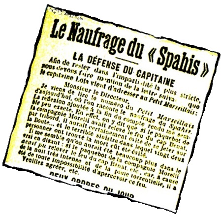Extrrait article de presse sur le naufrage du Spahis