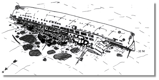 Le SALEM posé sur tribord, tôles éparpillées...